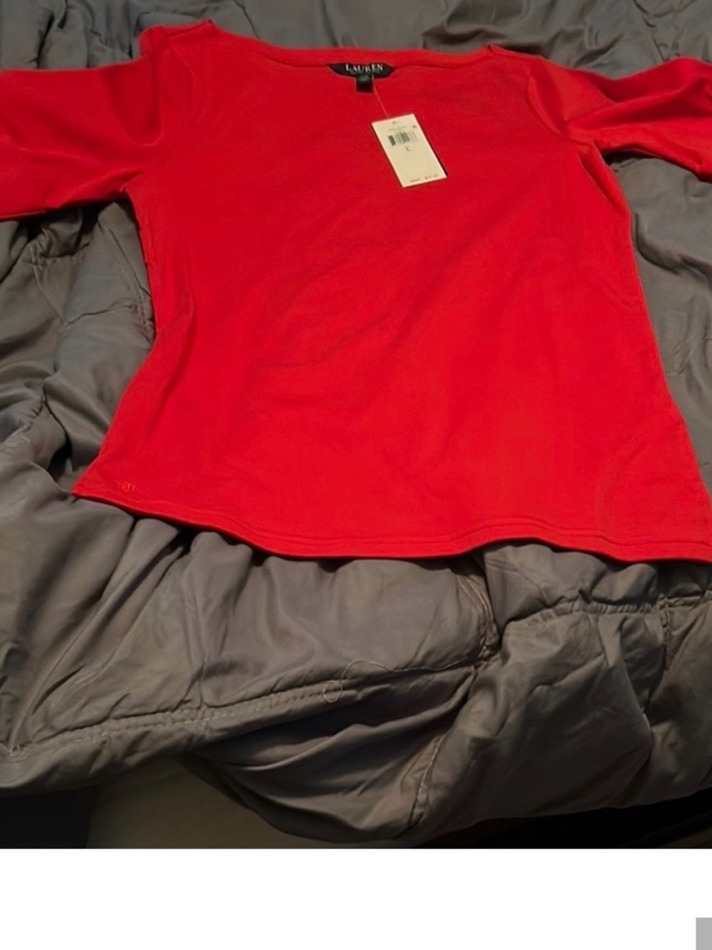 Ralph Lauren Bright Red 3/4 Sleeve Tee.